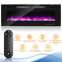 SWANEW Elektrokamin Wandkamin, Elektrischer Kamin, Wandkamin Elektrischer mit Heizung, 750W/1500W, 127cm