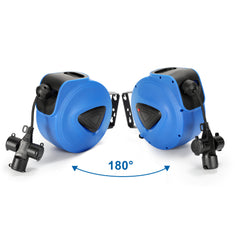 SWANEW Automatik Kabelaufroller 20M+1.5M Kabelaufroller, mit 3-Fach Anschluss, Kabeltrommel mit Stopfunktion,Verlängerungskabe, mit 180° drehbar Wandhalterung, für Wandmontage