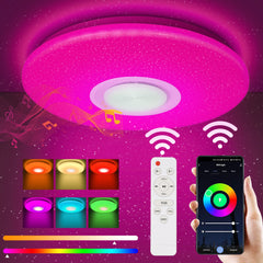SWANEW 36W LED Deckenleuchte bluetooth Lautsprecher Fernbedienung und APP-Steuerung Sternenhimmel Lampe [Energieklasse G]