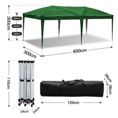 SWANEW Faltpavillon mit Zentralverriegelung, Pop Up Pavillon, 3x6m, UV-Schutz, Wasserdicht