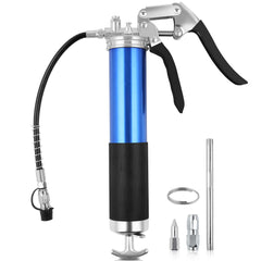 SWANEW Einhand Fettpresse mit Pistolengriff 8000PSI Handhebelfettpresse inkl. Flexschlauch und Gerades Metallrohr, Pistolenfettpresse Kompatibel mit 400g Kartusche oder Loses Fett