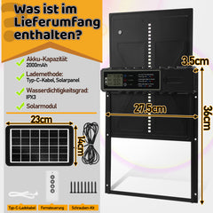 SWANEW Automatische Hühnerklappe Solar Haustierklappe Hühnerstalltür 33x24.5cm