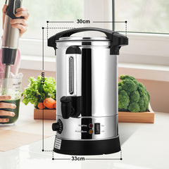 SWANEW Glühweinkocher 8L Glühweinkessel Edelstahl mit Auffangschale Zapfhahn Temperatureinstellung 30-110°C Glühweinautomat Heißgetränkespender