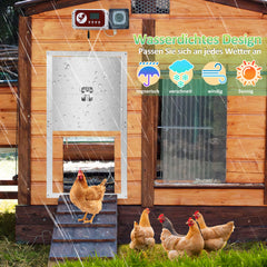 SWANEW Automatische Hühnerklappe Hühnertür Elektrische Hühnerklappe Hühnerhaus Chicken-Door mit Lichtsensor, Zeitschaltuhr, LED Display