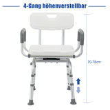 SWANEW Duschstuhl 360°Drehbarer, Höhenverstellbar Duschsitz mit abnehmbaren Armen und Rückenlehne,  Badehocker, rutschfest, Stabil