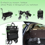 Bollerwagen Faltbar mit Dach 360 Grad drehbaren Rädern, 96 L Handwagen mit Verstellbarem Griff mit Herausnehmbare Plane, Strandwagen Gartenwagen Transportwagen Bollerwagen Kinder 100KG Tragkraft