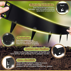 SWANEW Rasenkante Metall, Mähkante, Beetumrandungen mit Dornen, Beeteinfassung,15cm/18cm