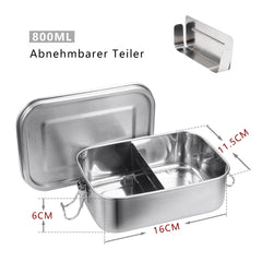 SWANEW Edelstahl Brotdose auslaufsicher Lunchbox Metall Dichte Bento Box Fassungsvermögen mit Fächern