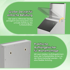 Hühnerfutterautomat mit Deckel & Wandhalterung