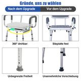 SWANEW Duschstuhl 360°Drehbarer, Höhenverstellbar Duschsitz mit abnehmbaren Armen und Rückenlehne,  Badehocker, rutschfest, Stabil