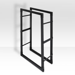 SWANEW Kaminholzregal innen metall Brennholzregal für innen außen, Kaminholzständer, Holzstapelhilfe, Schwarz