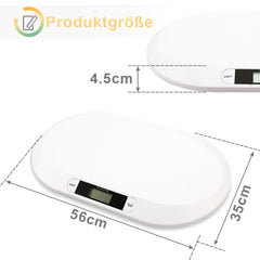 SWANEW Babywaage Flach Digitalwaage Stillwaage Tierwaage, fuer Neugeborene bis 20kg mit LCD-Display, Weiss (56cm x 35cm x 4.5cm)¡­