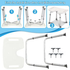 SWANEW Duschhocker Duschstuhl für senioren, Höhenverstellbar Duschsitz, Duschhilfe rutschfest bis 136 kg, Hocker für Dusche, Badsitz