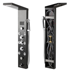 SWANEW 6-in-1 LED Duschpaneel mit Armatur, Edelstahl 304 Duschsäule mit 5 Duschfunktionen, Wandmontage