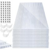 SWANEW 14x Polycarbonat Hohlkammerstegplatte Doppelstegplatte UV-beständigen Stegplatte Gewächshausplatte Für Gewächshaus Gartenbau Carports 60.5 x 121cm, 4mm | 10,25 m², Transparent