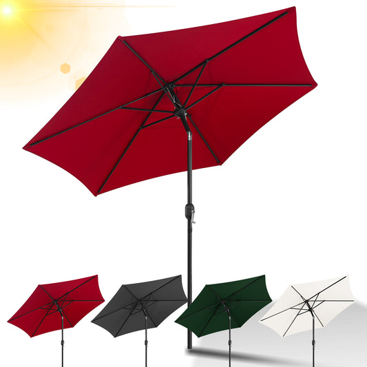 SWANEW Sonnenschirm 270 cm Gartenschirm knickbar, Strandschirm strand Neigungswinkel und Höhe verstellbar, beidseitig um 30° Kippbar, ohne Ständer