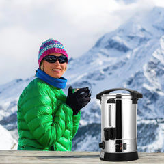 SWANEW Glühweinkocher 8L Glühweinkessel Edelstahl mit Auffangschale Zapfhahn Temperatureinstellung 30-110°C Glühweinautomat Heißgetränkespender