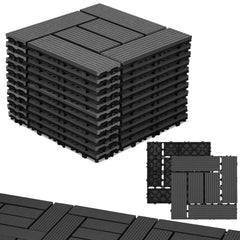 SWANEW WPC Terrassenfliesen, 30x30cm Balkon Bodenfliese, WPC Fliesen mit Klick-System, Balkonfliesen in Holzoptik, Terrassendielen Wasserfest für Terrasse