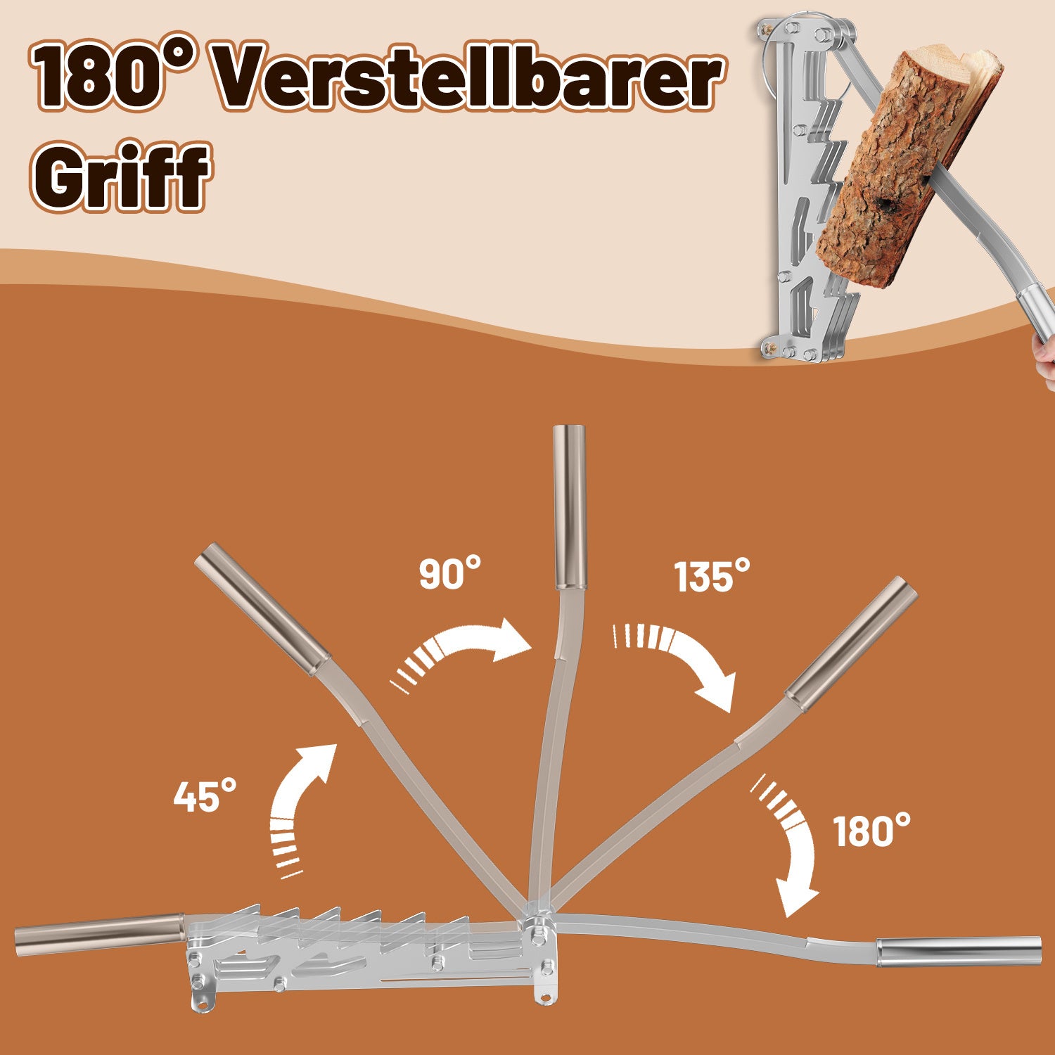 SWANEW Manueller Holzspalter mit langen Handgriff, Handholzspalter, Wandhalterung Brennholzspalter