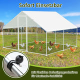SWANEW Hühnerstall Freilaufgehege 3x3x2m, Hühnerhaus mit Schloss, Geflügelstall, Verzinkter Stahl