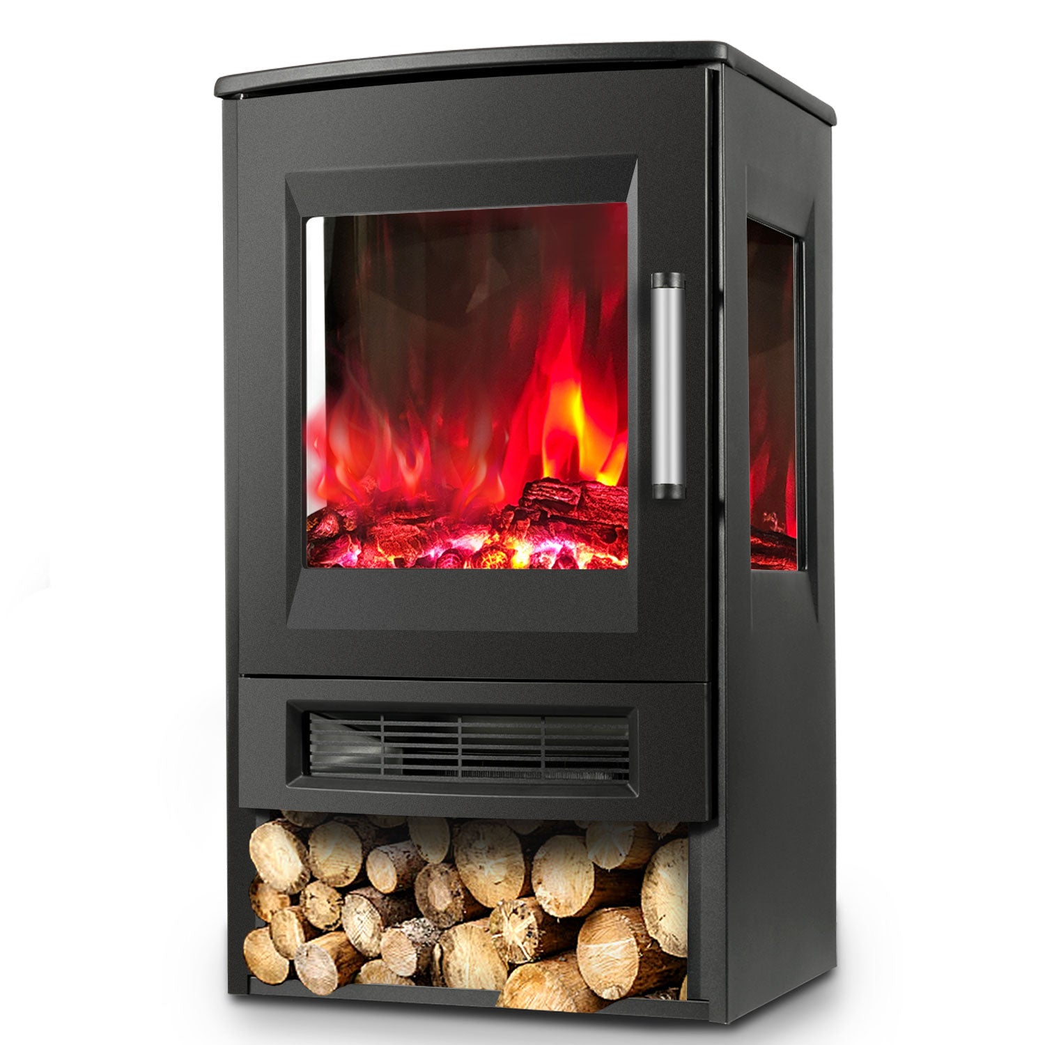 SWANEW Elektrokamin mit Heizlüfter Fernbedienung, 900/1800W Elektro Kamin mit Thermostat Heizfunktion, Timer, Elektrischer Heizung LED Kaminfeuer Effekt, WiFi Fernbedienung