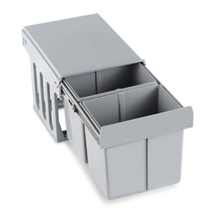SWANEW 2x Abfallsammler, Einbau Mülleimer 2 x 15L, Mülltrennungssystem Mülleimer küche, Abfalleimer mit Teleskopschienen, für Schränke ab 350 mm Breite