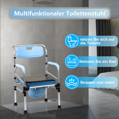 Toilettenstuhl, Duschhocker, WC-Stuhl Höhenverstellbar 42-54cm