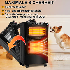 SWANEW Gasheizer 4200W & Elektroheizung 1260W, Elektrische Gas-Zweizweckheizgeräte, Infrarot Heizstrahler, Heizstrahler Gasheizgerät mit 3 Schutzvorrichtungen [Energieklasse A]