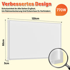 SWANEW Infrarotheizung Deckenheizung, Weiß Kohlenstoffkristall, 360/770W