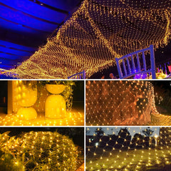 SWANEW LED Lichternetz Außen LED Lichtervorhang Lichterkette Netzlicht mit 8 Modi,  Memory-Funktion, IP44 Wasserdicht [Energieklasse G]