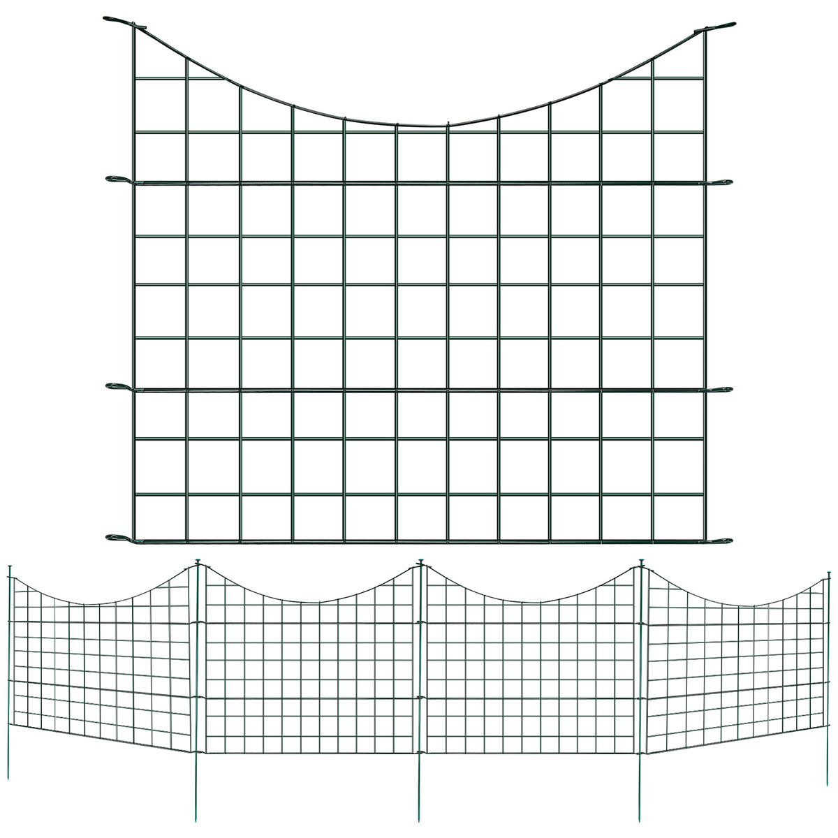 SWANEW Teichzaun Gartenzaun Steckzaun, Zaunelemente metall Gitterzaun Set ür den Garten, Freigehege