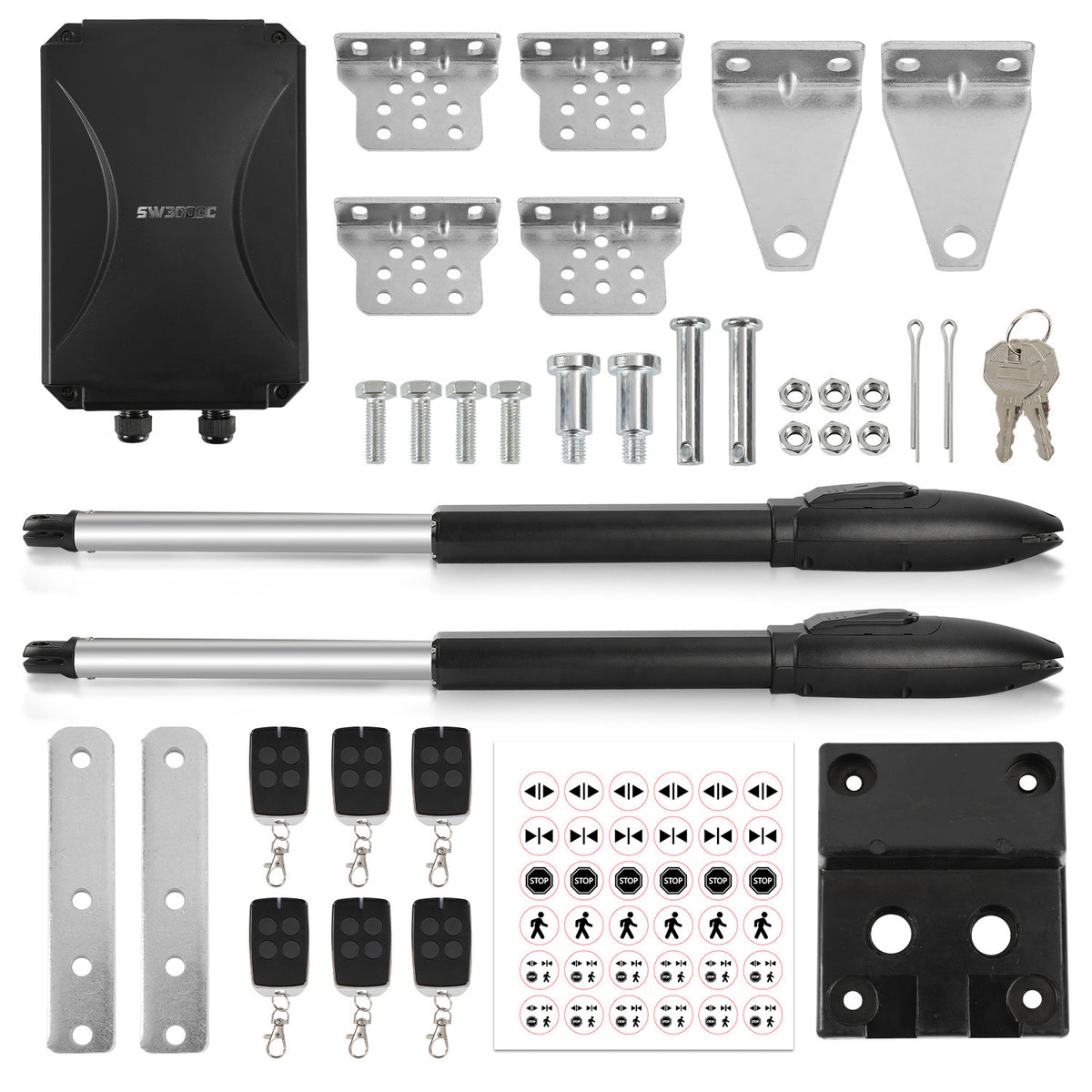 SWANEW Flügeltorantrieb Automatischer, Drehtorantrieb Toröffner, 50W 300kgx2, Doppelflügeltorantrieb
