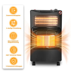 SWANEW Gasheizer für Gasflasche, Gasheizung, 4200W + 1200W Gas-Elektro-Heizgerät