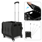 SWANEW Einkaufstrolley Klappbar, Transport Trolley, mit neigbarer Teleskopgriff & Deckel 45L/50L