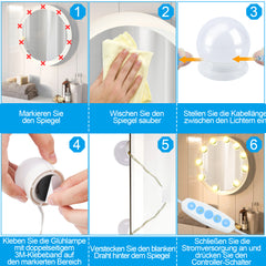 SWANEW 10 LED Spiegelleuchte Licht für Schminktisch Beleuchtung Dimmbar USB