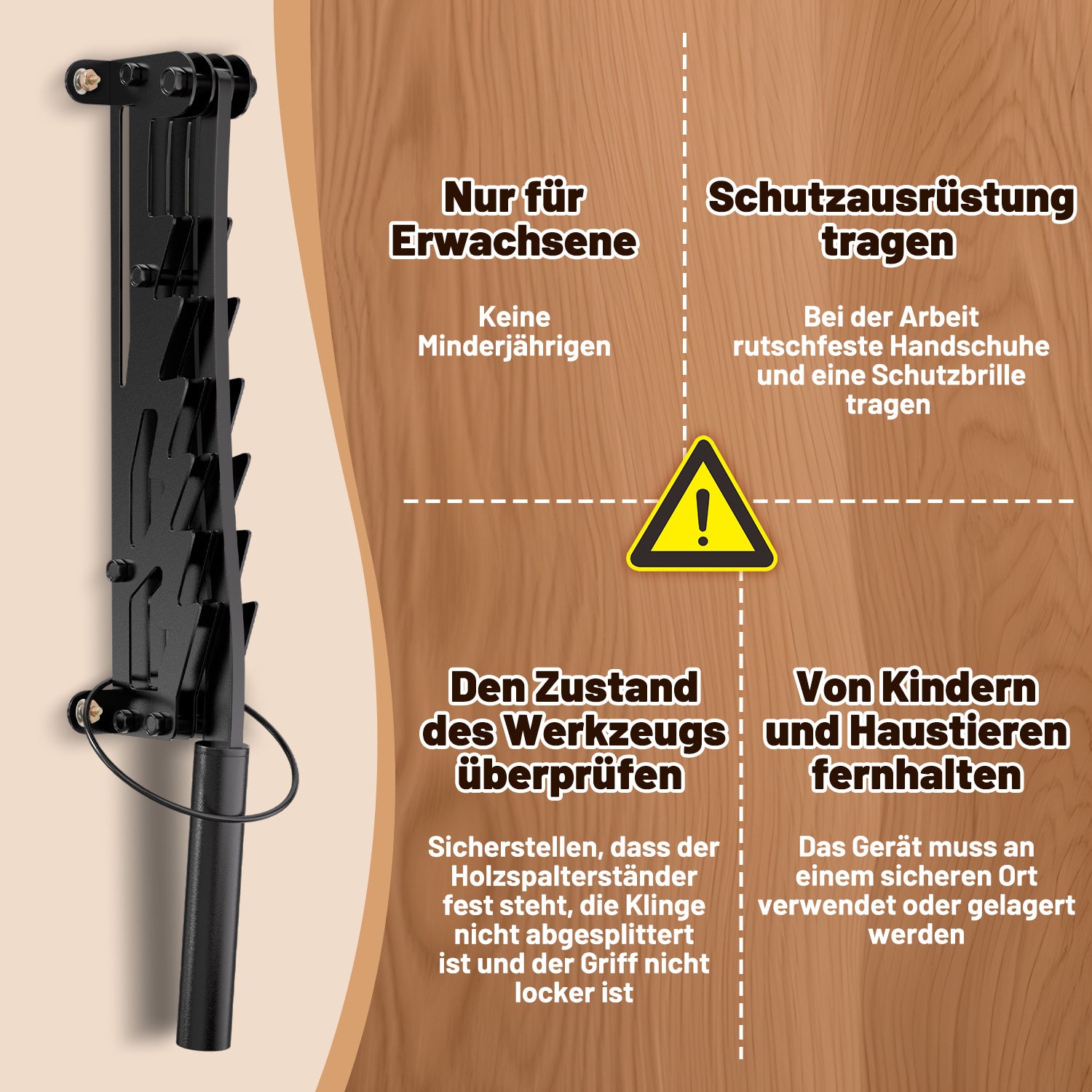SWANEW Holzspalter manuell, Handholzspalter, Brennholzspalter, Wandhalterung