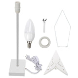 SWANEW Weihnachtsstern Tischlampe, Holzsockel, Weißer 3D-Papierstern φ42cm, Dekorative Papierstern Weihnachten Tischlampe mit Kabelschalter, E14, inkl. Leuchtmittel