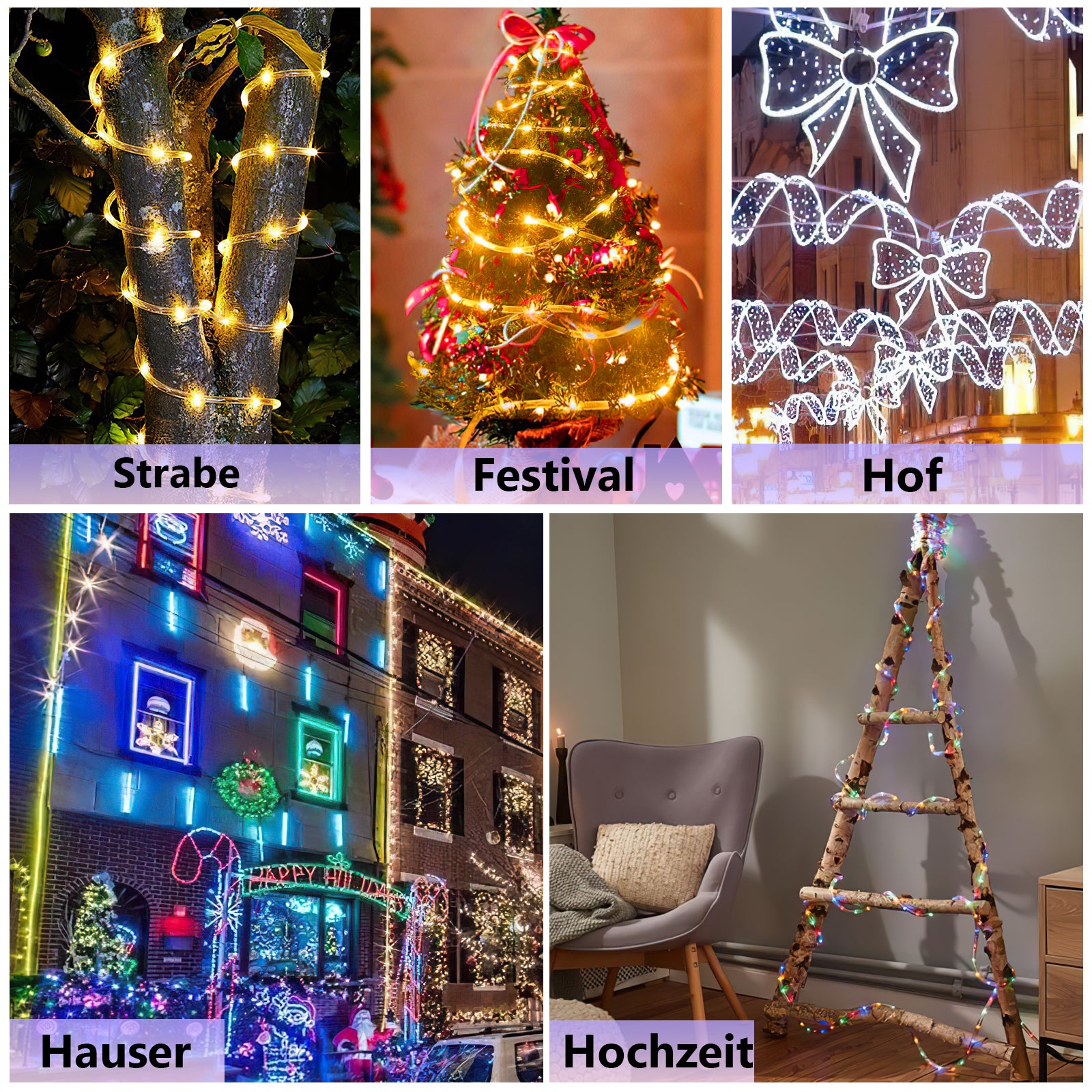 SWANEW Lichterschlauch Außen Lichtschlauch 8 Modi LED Schlauch mit Memory-Funktion, Timer, Strombetrieben Lichterkette Wasserdicht