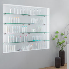 SWANEW Glasablage Glasregal, Wandregal Mattglas mit 8mm ESG Sicherheitsglas und Halterung, Duschregal/Badablage