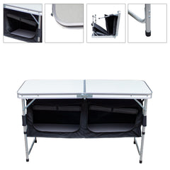 SWANEW Campingküche Küchenbox Zwei Desktops Windschutz Alu Spritzschutz Faltschrank