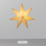 SWANEW Weihnachtsstern Tischlampe, Holzsockel, Weißer 3D-Papierstern φ42cm, Dekorative Papierstern Weihnachten Tischlampe mit Kabelschalter, E14, inkl. Leuchtmittel