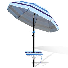 SWANEW Strandschirm Schirm Balkon Strand Terassenschirm 210cm Camping Sonnenschirm mit Tisch&Haken&Tragetasche