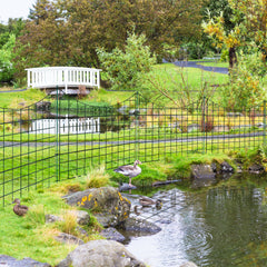 SWANEW Teichzaun Gartenzaun Steckzaun, Zaunelemente metall Gitterzaun Set ür den Garten, Freigehege