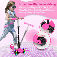 SWANEW Kinderroller Funscooter Tretroller Kickroller 3-Rad-Kinderroller LED-bis 50kg belastbar, Höhenverstellbar