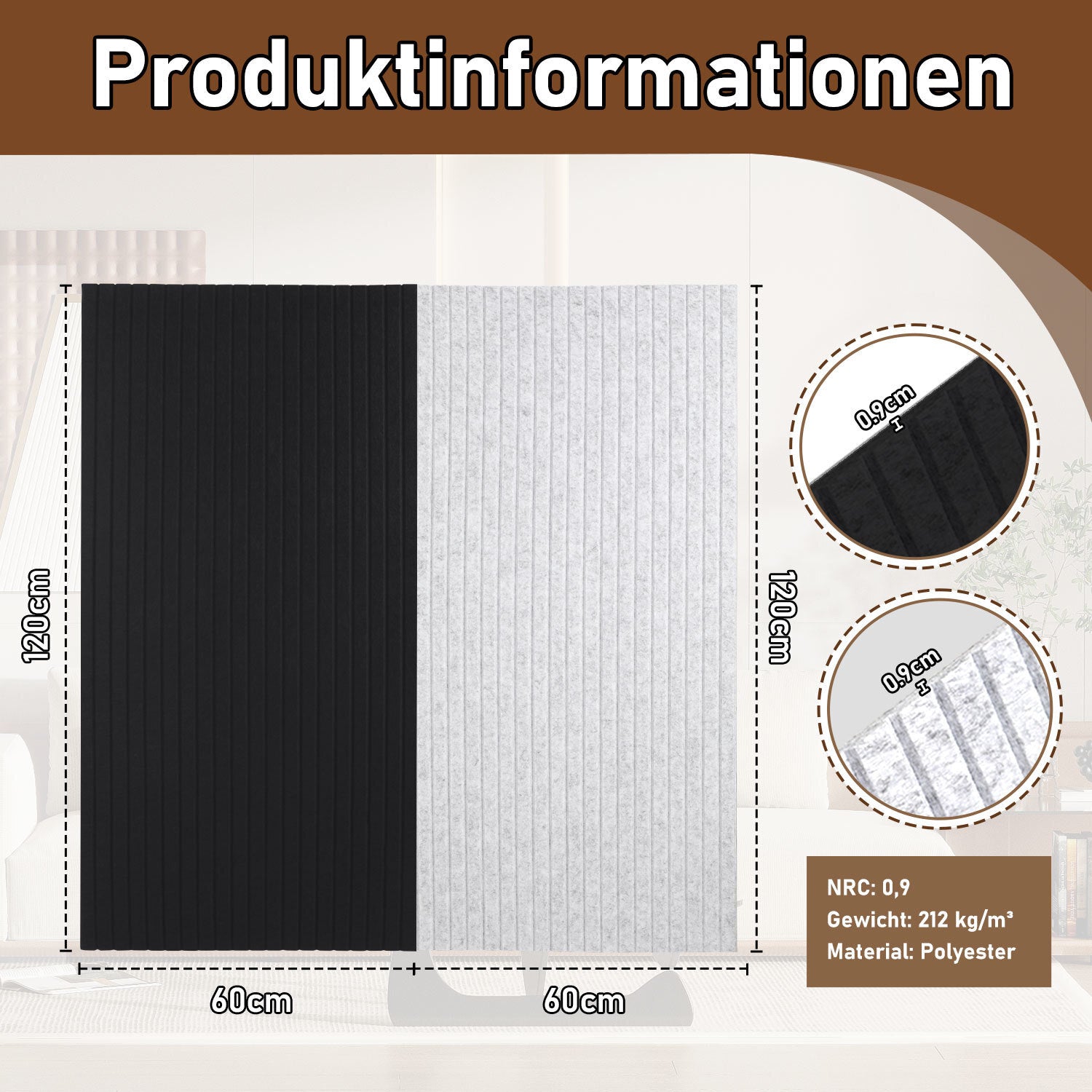Akustikpaneele selbstklebend 120x60cm