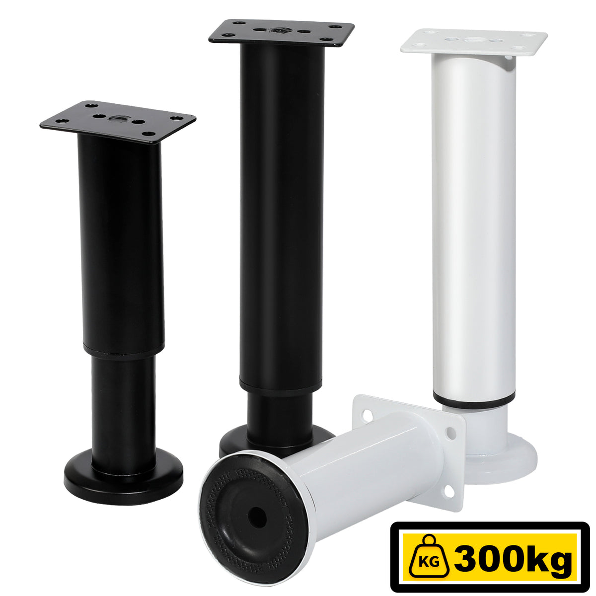 SWANEW 4er Set Edelstahl Möbelfüße, Möbelbeine Höhenverstellbar, Füße für möbel mit Schrauben, Belastbar bis 300 KG