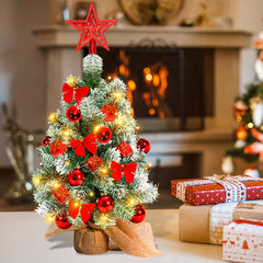 SWANEW Mini Weihnachtsbaum mit LED Beleuchtung, 40CM Tannenbaum Dekoration