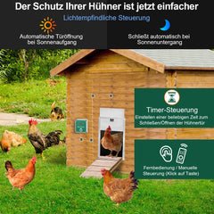 SWANEW Hühnerklappe Automatische Hühnertür Mit Fernsteuerung, für sichere Hühnerhaltung, Multi-Modi-hühnerklappe, 30x60cm