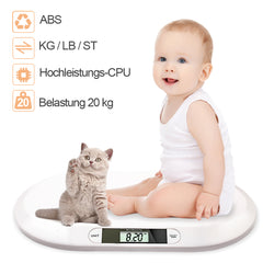 SWANEW Babywaage Flach Digitalwaage Stillwaage Tierwaage, fuer Neugeborene bis 20kg mit LCD-Display, Weiss (56cm x 35cm x 4.5cm)¡­