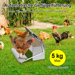 SWANEW Futterautomat Hühner Futterspender 5kg Tröge, mit Deckel, futtertrog hühner, Wetterfester Fußpedal selbstöffnender Futtertrog